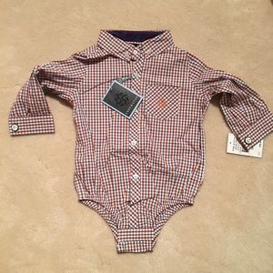 NWT Andy & Evan Brown Navy Checkered L/S Shirt