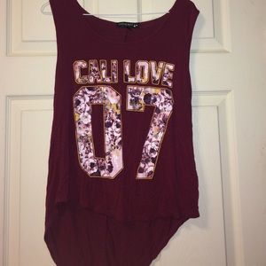 Maroon high-low muscle top
