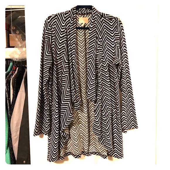 black & white cardigan and WHBM necklace