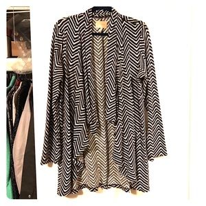 black & white cardigan and WHBM necklace