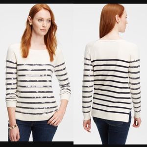 EUC Ann taylor white sweater with sequin