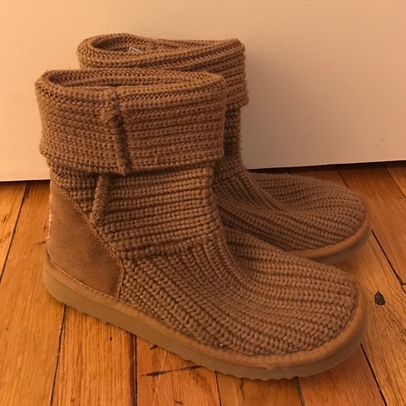Ugg Tan Classic Cardy Knit Boots Size 7
