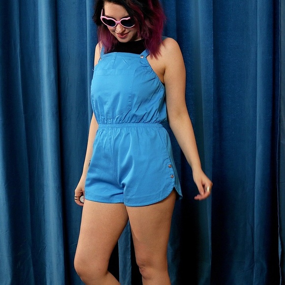 Vintage Shorts - Vintage Aqua Shortalls Vintage Shorts - Vintage Aqua Shortalls
