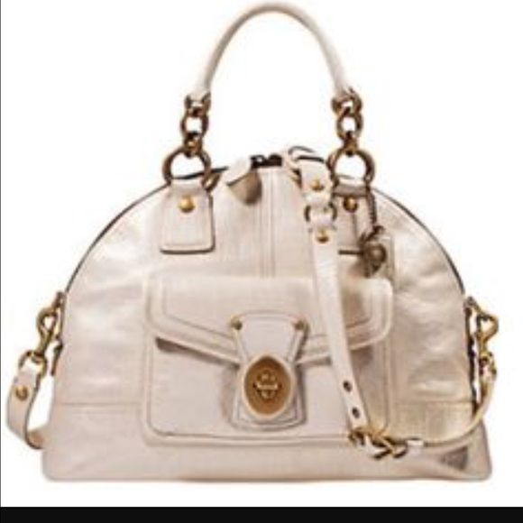 Coach Patent Leather Off White Legacy Handbag