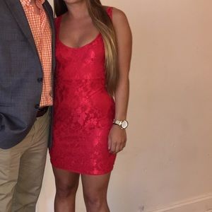 Red lace dress