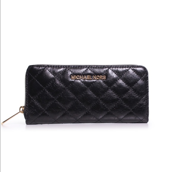 Michael Kors Quilted Black Phone Case Wristlet