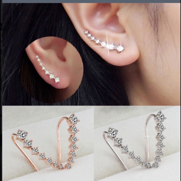 New fashion rhinestone ear crawler cuff earrings