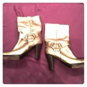 MICHAEL Michael Kors leather gold booties, sz 7
