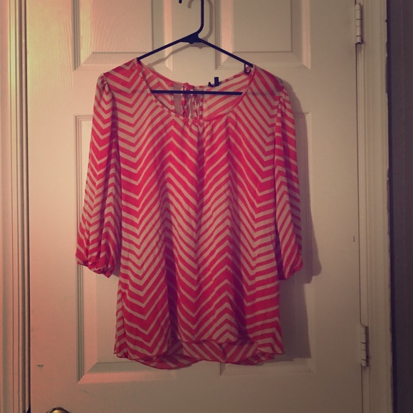 Orange & white tie back top