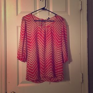 Orange & white tie back top