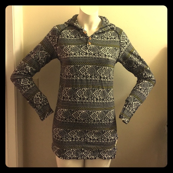 Koto Black/White Print Long Sleeve Hoodie