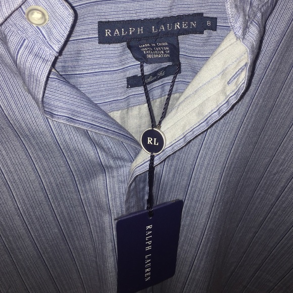 Ralph Lauren Slim Fit Blouse with light/dark Blues - Picture 2 of 4