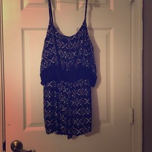 Black & white w/ hints of blue and orange romper
