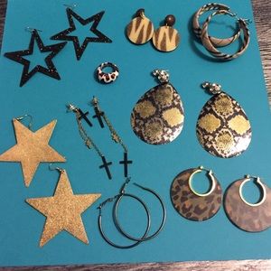 8 earrings and one ring