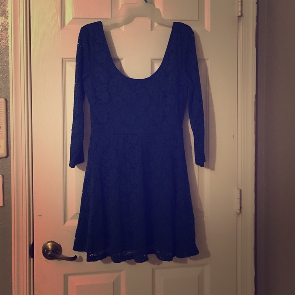 Dark blue knitted cocktail dress