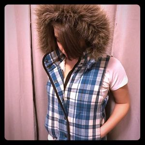 BB Dakota Blue Plaid Vest