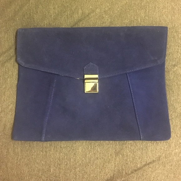Blue Feux Suede Clutch