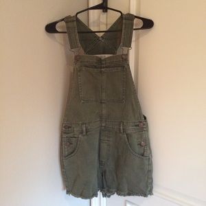 Brandy Melville Olive Green Short Overalls