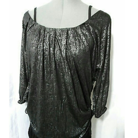 C.LUCE 2pc Dress Set Black Metallic Formal to Casual Beach - Evening Sparkles! - Picture 6 of 8
