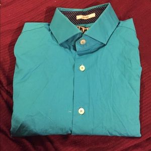 Turquoise/blue Men Fitted Express Dress Shirt