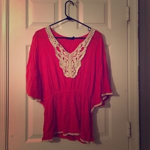 Orange and white top