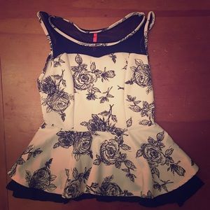 Black and white peplum tank top