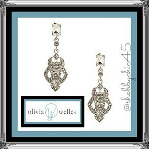 Olivia Welles Jewelry - Joanna Deco Glass Crystal Cutout Drop Earrings Olivia Welles Jewelry - Joanna Deco Glass Crystal Cutout Drop Earrings