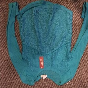 Teal lace shirt