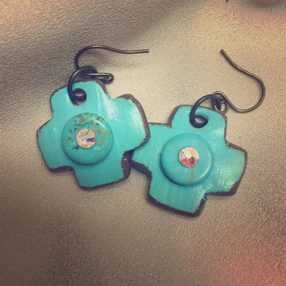 Turquoise cross earrings