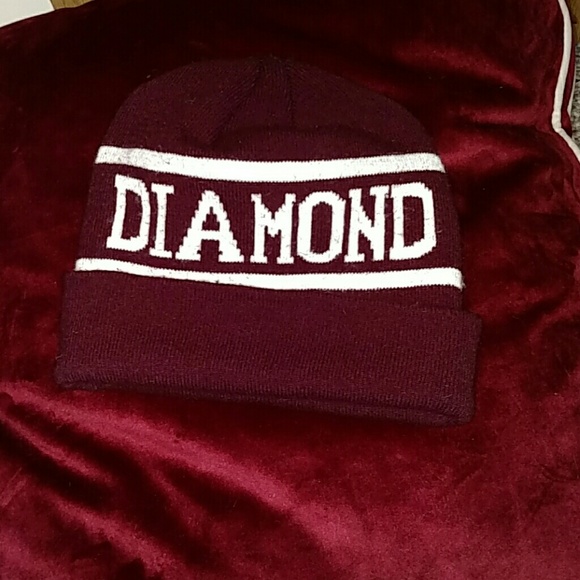 Diamond supply Co burgundy beanie