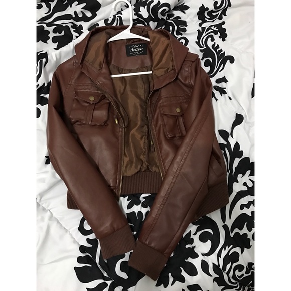 Brown leather jacket