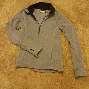 Small Gray Fleece. Intentional thumb holes!