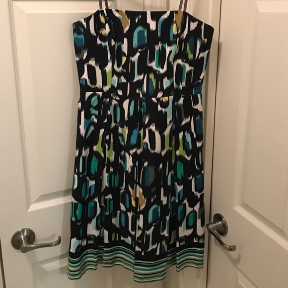 Printed strapless dress - Picture 1 of 2