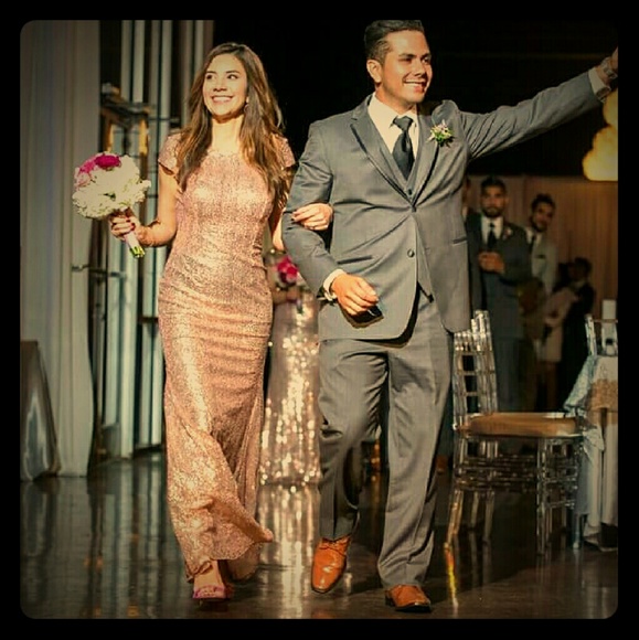 Rose gold sequin dress