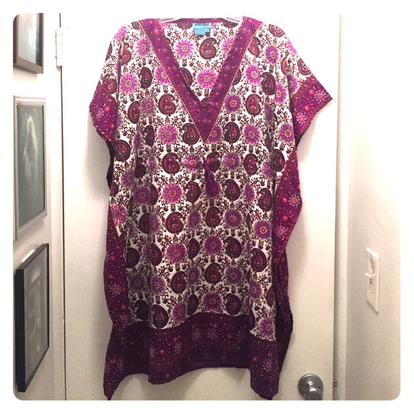 Aqua Blue Tops - 🆕Purple Paisley Caftan