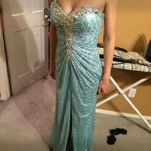Aqua sequin formal gown