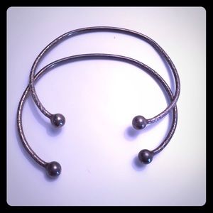 Silver-toned cable bracelets