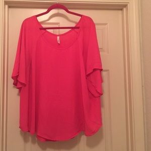 Hot pink flowy blouse