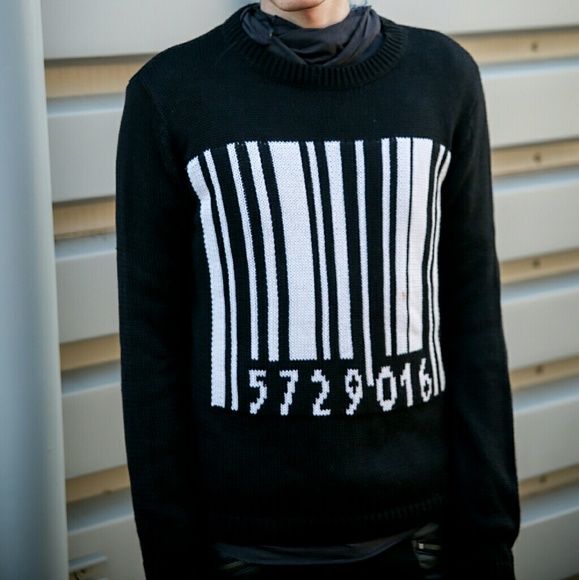 Urban Outfitters Sweaters - Barcode Sweater Serial Number Black Goth Punk L Urban Outfitters Sweaters - Barcode Sweater Serial Number Black Goth Punk L