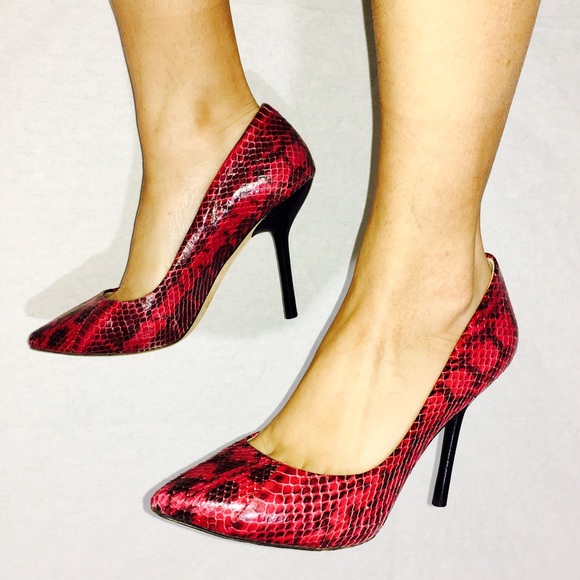Red Snakeskin Pumps