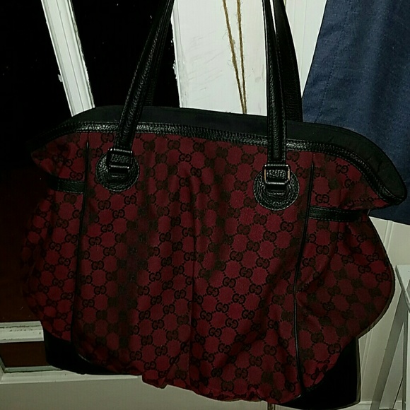 Gucci Red Canvas Large Full Moon Tote