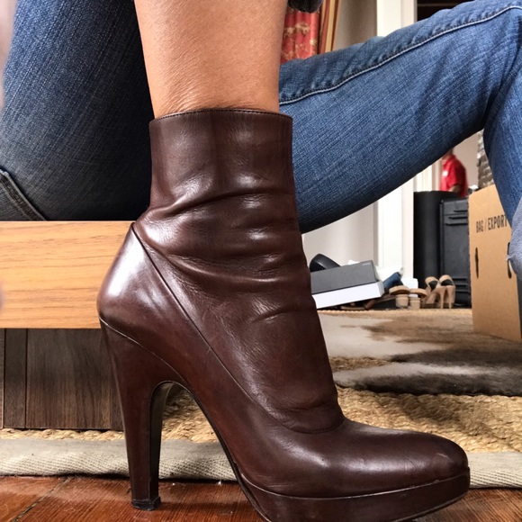 Prada brown leather boots