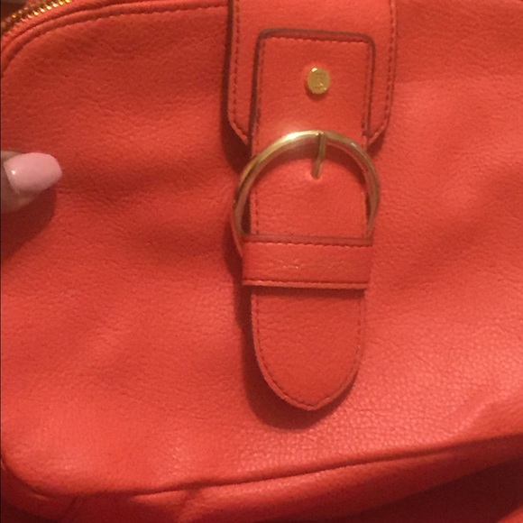 Small, orange, Liz Claiborne, cross-body purse.