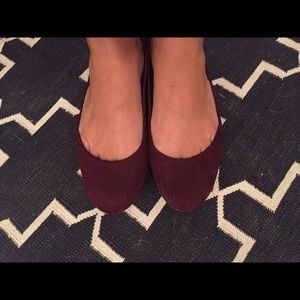 Schutz Burgandy Suede Ballet Flats Size 10 rubber