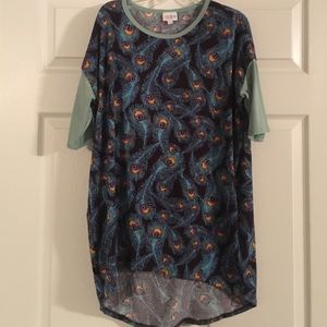 LuLaRoe XXS Irma. Peacock print. NWOT.