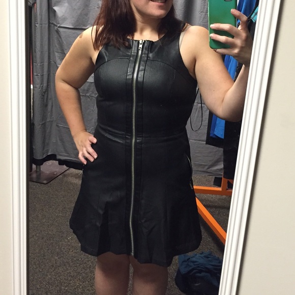 Black faux leather dress