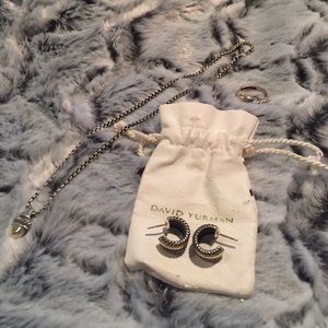 David Yurman Cable Hoop Earrings w 14K Gold