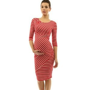 Mama striped 3/4 sleeve maternity dress