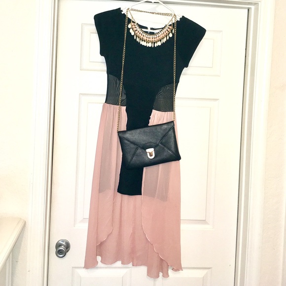 Black cocktail/evening dress with mesh mid-section