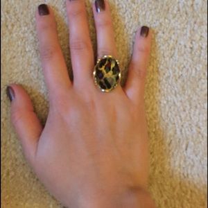 Gold and leopard print adjustable ring!